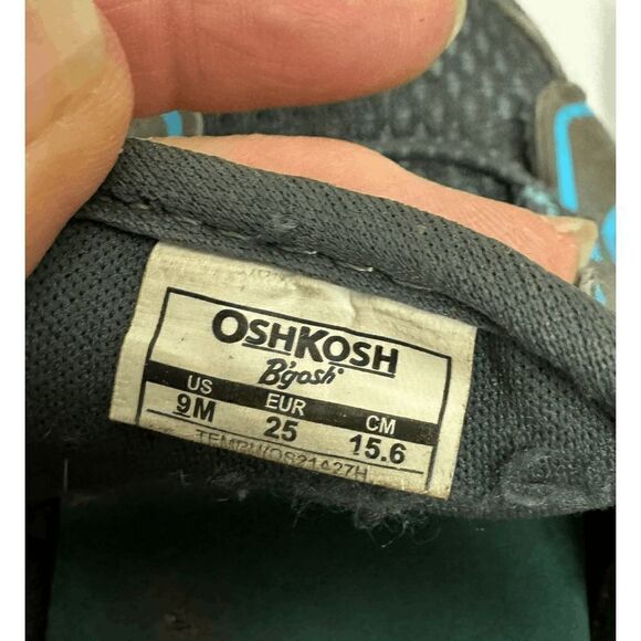 OshKosh B'Gosh Toddler Boy Sport Sandals Black‎ Blue Hook Loop Outdoor - Picture 5 of 5